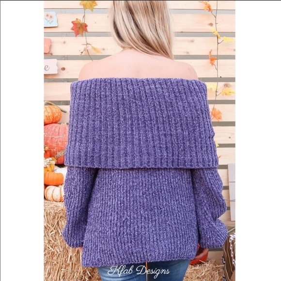 B12💜Amethyst💜Off-shoulder soft sweater2stun! - Picture 5 of 6